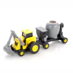 Aditi Toys Plastic Construction Vehicles Set Toy for Kids Friction Power Toys Set for Boys Road Roller, Bulldozer Digger Tractor Cement Steamroller Crane Sandbox Truck Toy (Concrete Mixture)