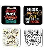 Whats Your Kick Food Lover Nothing Brings People Together Like Good Food Quotes Printed Set of 4 Coaster With Metal Stand