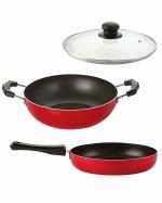 Nirlon 3 pcs of Red Non-stick Aluminium Dishwasher Safe Kitchenware Cooking Utensil Combo Set