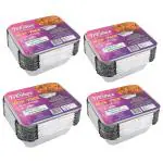 Freshee 100 pcs Pack of 4 x 25 Each Aluminium Silver Foil Container 450ml Disposable Containers with Lid, for Food Storage, Canteen, Delivery Services, Hotels