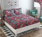 Varde AMJSTAR California King Elastic Fitted Double-Bed Bedsheet - 84 X 78 X 10 Inch, Red Barfi(Cotton)