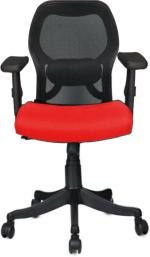 Rajpura Red, Black Fabric Matrix Medium Back Revolving Chair