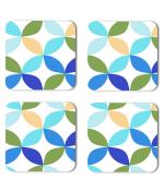 Whats Your Kick Pattern Design Blue And Multi Color Circles Design Printed Set of 4 Coaster With Metal Stand