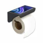 SmartSlide Stainless Steel Toilet Paper Holder with Shelf, Toilet Tissue Holder for Bathroom, Toilet Tissue Paper Roll Stand, Wall Mounted Toilet Paper Holder with Mobile Stand