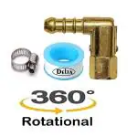 DELTA 360* Rotational Brass Forged LPG/PNG Stove Nozzle with Teflon Tape for All Type Gas Stove