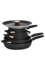 Meyer Black Aluminum Hard Anodized Non Stick, Stainless Steel Pots and Pans (Pack of 6)