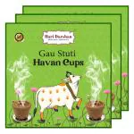 Hari Darshan Gau Stuti Sambrani Cup- 36 Cups Dhoop for Pooja Havan | Cow Dung Dhoop | Guggal Loban Dhoop Cups for Pooja Havan, Home & Festivals -Pack of 3 (12 Cups Each, 1 Burner Plate/Pack)