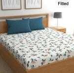 NeLeo 225 TC Polycotton KING Size Fitted Bedsheet with 2 Pillow covers (Fits upto 10 inches)