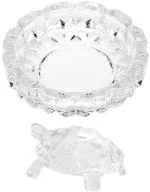 Navyaksh- Crystal Turtle Tortoise With Plate and Beads For Feng Shui And Vastu Best Gift For Fulfill Your Wishes And Brings Prosperity and Happiness in Your Life. Decorative Showpiece - 9 cm -3 cm (Crystal, Clear)