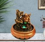 HUENISH Charming Laughing Buddha Water Fountain: Home Decor Gift with LED Light & Pump (9605)