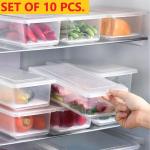 CRIZAR Multicolor, White Plastic Fridge Organizer With Removable Drain Plate And Lid Stackable, 1500 Ml (Pack Of 10)