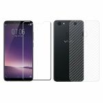 Kite Digital Vivo V7 Plus Back Screen Protective Film Carbon Fiber Skin Transparent Screen Guard Sticker & Premium Tempered Glass Screen Protector
