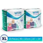 lyfcare Adult Pull -Up Pants Diapers ,Extra Large / XXL-20 Pieces (Pack Of 2, Each 10 Pieces) , Waist Size (90 - 125 Cm | 35 - 54 Inch)