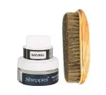 Sheppits Premium Shoe Cream (Natural) & Wooden Shoe Polish Brush (Brown) Combo | Shoe Care Kit
