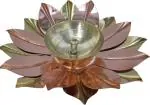 T-KA108 Diya Lotus Flower Shape Diyas for Pooja Oil Lamp Akhand Jot Diya Brass Table Diya  (Height: 5 inch)