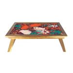 Nutcase Vintage Teakwood Red Flower Design Foldable Study Table for Kids 23 x 13.5 x 9 inch