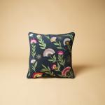 Chann Studio Velvet Cushion Covers 18 x 18 Inch Indian Pillowcase Modern Home Decorative Cushion Eden Garden Hand Embroidery Pillowcase for Sofa Chair Bedroom Living Room