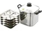 JVL Silver Stainless Steel Idli Maker 5 Plates