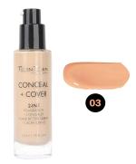 TEEN.TEEN CONCEAL + COVER 2 in 1 Foundation + Concealer Highest Coverage Foundation Concealer Smooth | Blending Natural Look | Nourishing Formula | 2-in-1 Makeup Must-Have | All-Day Wear | For All Skin Types | Shade: 03