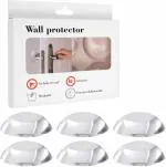 KATHIYAWADI Door Knob Wall Protector 6pcs Door Bumper Wall Protector , Self Adhesive Clear Door Stoper Knob Pads, Soft Reusable Rubber Wall Protectors Shield for Preventing Damage to Cabinet, Handle, Bed