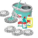 Spotzero By Milton Microfiber Aqua Green Prime Mop, Cleaner, Refill Set - 500 Ml (Set Of 5)