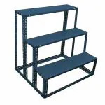 pujaNpujari Steel Metal of 3 Steps Golu Stand 3 feet Width for Navarathri Kolu Padi,Rack Dismantlable Dark Blue Grey Colour Painting Stand