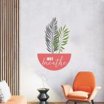 Vasl Pvc Multicolor Just Breathe Wall Stickers Pvc Hd Leaf Printed Sticker