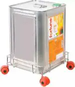 WELLCOOK Stainless Steel Standard Oil Container Trolley/Dabba Trolly - Easy to Move - Wheel Trolley (Multi - Color)