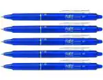 Pilot Frixion Clicker Erasable Roller Ball Pen | Tip Size - 0.7 MM | Retractable Pen With Dimpled Grip and In-built Eraser | Ink Colour - Blue | Pack of 5