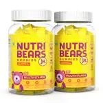 NutriBears Multivitamin Gummies for Kids (60 Gummy Bear, Pack of 2, Strawberry & Orange Flavour) Vitamin C, D, & Zinc for Immunity, Supports Daily Wellness, Low in Sugar, USFDA Registered Facility