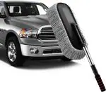 JOBBER Microfiber Car Cleaning Soft Brush Ideal as Mop Duster, Washing Brush with Long Handle, Dust Cleaner Car Wash Brush with Handle, Soft Brush Scratch Free, Cleaning Dashboard Curved Design - Grey