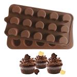 BAKEMO Silicone 15 Cavity Half Moon Shape Chocolate Mold |Baking Tool for Kitchen Cake Decoration |Baking Mould for Chocolate, Hard Candy, Ice Cubes, Gummy, Chocolate, Toffee Pack of 1