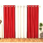 GOYCORS Red and White Solid Polyester Door Curtain 8 Feet (Pack of 3)