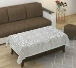 SSDN Premium Quality New Kurasiya Design Polyester 4 Seater Table Cover White (40x60)