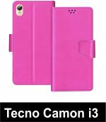 Sbms Tecno Camon I3 Pink Artificial Leather Shock Proof Flip Cover