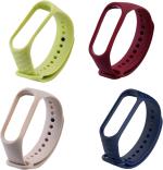 Microcart Silicone Green, Pink, Red, Blue Smart Band Strap For Mi Band(Pack Of 4)