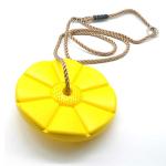 REZNOR Plastic Monkey Disc Hanging Tree Rope Swing Round Seat for Kids, Yellow