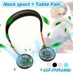 CABTY Neck Portable Sports Fans Hand Free Mini USB Rechargeable Desk Fan Headphone Design Wearable Fan for Table Travel Office Room, Multicolor