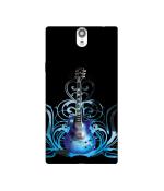 Casotec Guitar In Blue Pattern Design Printed Silicon Soft TPU Back Case Cover for XOlO Q1010i