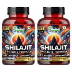 Humming Herbs Shilajit Elite Capsules - 1200mg Natural Energy & Vitality Boost with 6-in-1 Potent Herbal Formula - Pure Himalayan Extract, Ashwagandha, Cordyceps - Immune & Performance Support - 60 Capsules - Pack of 2