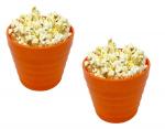 UPC 100% Pure Food Grade Melamine Plastic Snack Serving Bowl Popcorn Bowl Set of 2, Orange 650ML/BOWL