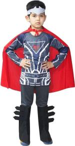 Kaku Fancy Dresses Polyester Famous Superhero Character Costume Red-Black - 5-6 Years, For Boys