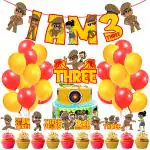 Zyozique Litlle Singham 3rd Birthday for Boys with Banner, Cake & Cupcake Toppers, Balloons 37 PCS