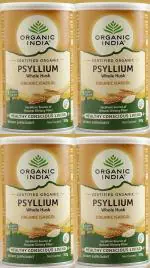 Organic India Whole Husk Psyllium Organic Isabgol Ayurvedic Medicine (4 Packs, 100gm Powder in Each Pack)