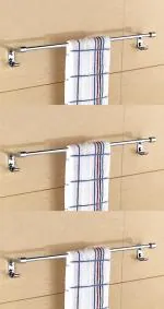 Flaner Fancy 24 Inch Stainless Steel Bathroom Towel Rod Holder/Towel Hanger(Pack Of 3) 24 Inch 1 Bar Towel Rod (Pack Of 3)