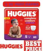 Huggies S 80 Complete Comfort Wonder Pants, Small (S) Size Baby Diaper Pants, (80 count)