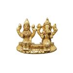 Kalarambh Kalarambh Brass Ganpati/Ganesha/Ganesh and Laxmi/Lakhsmi Idol Murti for Home Puja Office Table Decor Handicraft Showpiece - Yellow, 2.6 x 1 x 2 Inches (L x W x H)