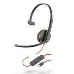 Poly by Plantronics Black Blackwire 3210 USB-C Wired Headset Single Ear Mono With Boom Mic