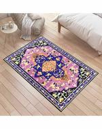 Status Contract Multicolor Polyester 3D Printed Anti Slip Vintage Floral Design Carpet Rug For Office, Bedroom And Hall - 3 x 5 Feet