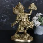 ARTVARKO Decorative Brass Hanuman Ji Standing Murti with Gada Bhagwan Statue - 11 inch
